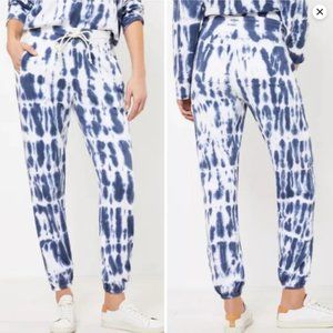 Lou & Grey Tie Dye Cotton Blend Jogger Sweatpants Pockets Pants M Blue White 21'